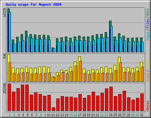 Daily usage for August 2020