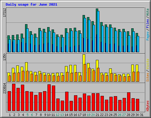 Daily usage for June 2021