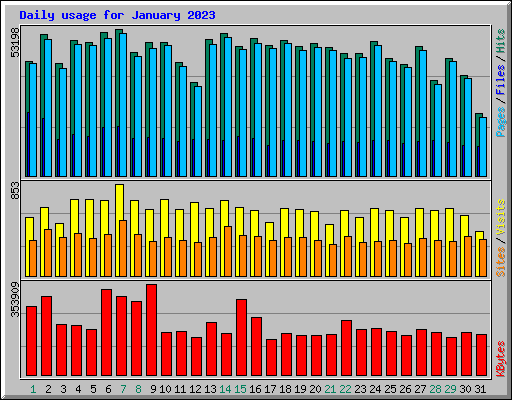 Daily usage for January 2023