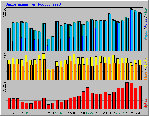 Daily usage for August 2023