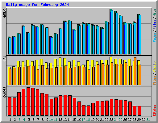 Daily usage for February 2024
