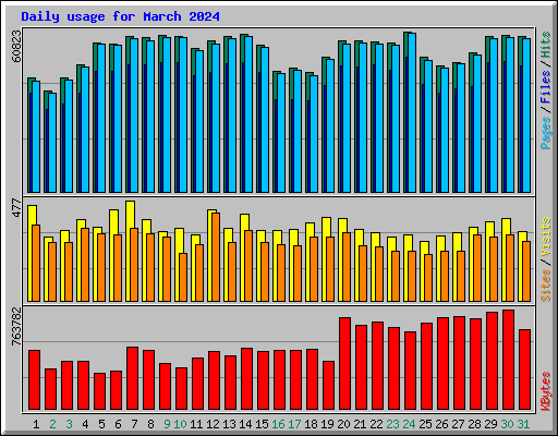 Daily usage for March 2024