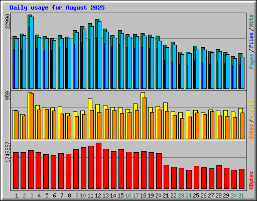 Daily usage for August 2025