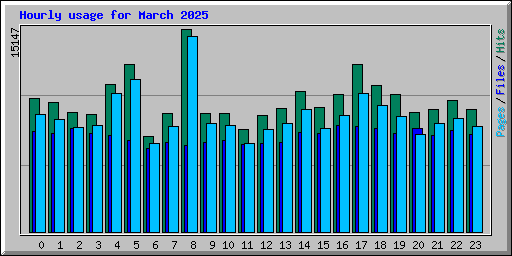 Hourly usage for March 2025